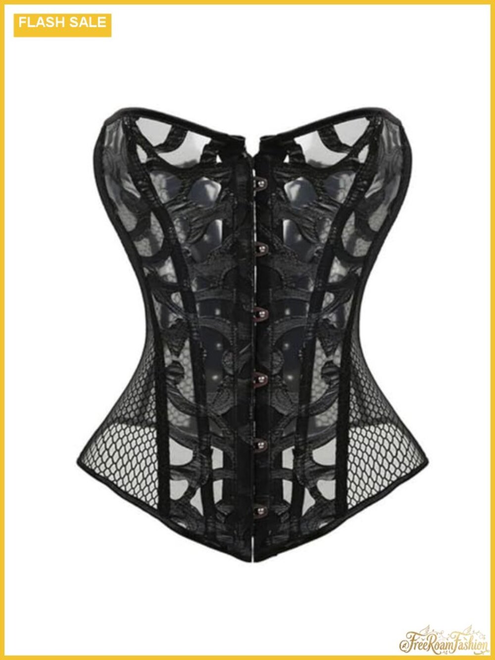 Satin Lace-Up Overbust Corset Bustier Plus Size with G-String